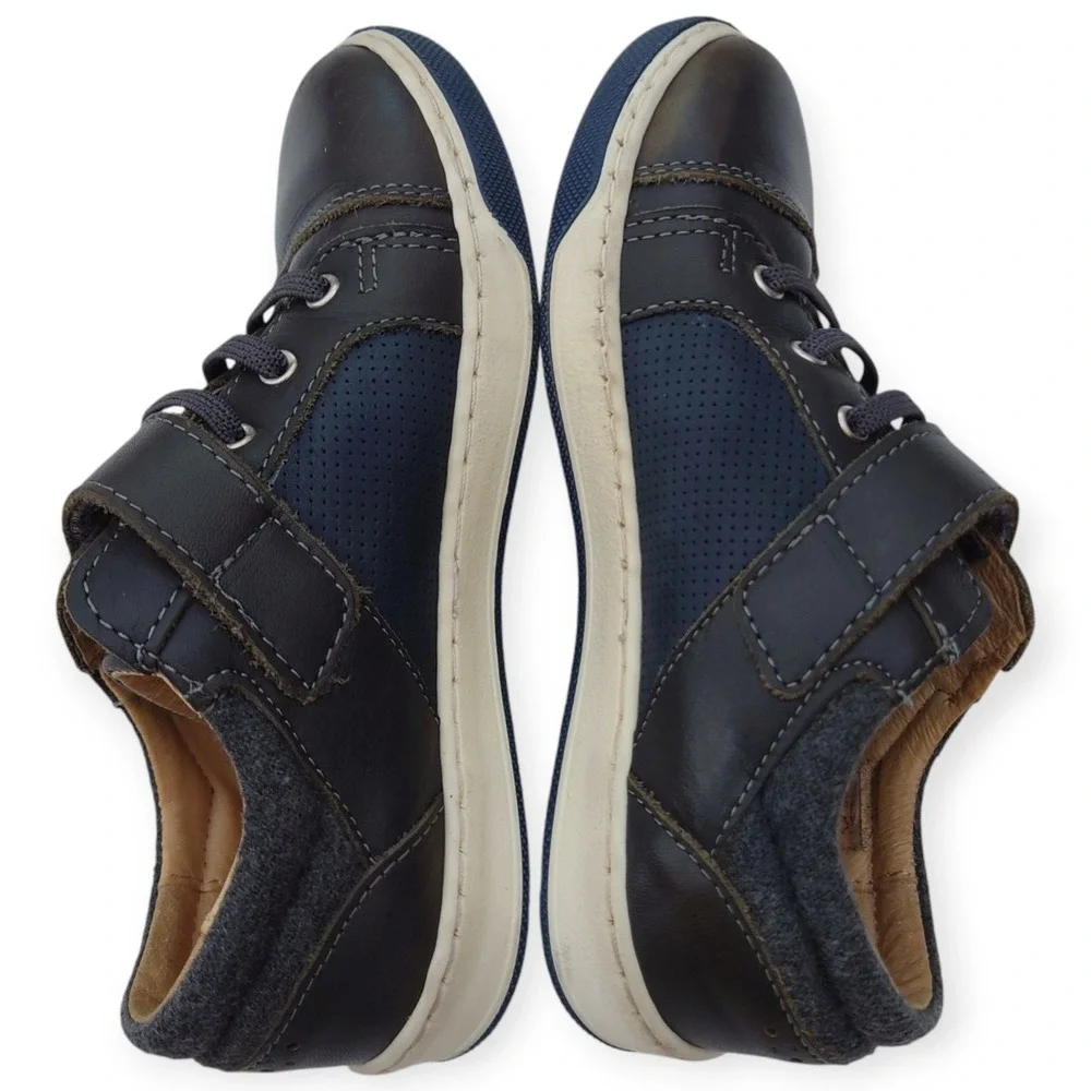 Jacadi Paris Boys Brown Leather Hook-and-Loop Sneakers Shoes Size EU 31 US 13